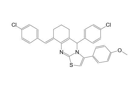 (9E)-9-(4-chlorobenzylidene)-5-(4-chlorophenyl)-3-(4-methoxyphenyl)-6,7,8,9-tetrahydro-5H-[1,3]thiazolo[2,3-b]quinazoline