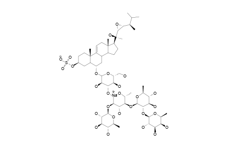 #1;REGULAROSIDE-A;6-ALPHA-O-(BETA-D-FUCOPYRANOSYL-(1->2)-BETA-D-QUINOVOPYRANOSYL-(1->4)-[BETA-D-QUINOVOPYRANOSYL-(1->2)]-BETA-D-QUINOVOPYRANOSYL-(1->3)-GLUCOPY