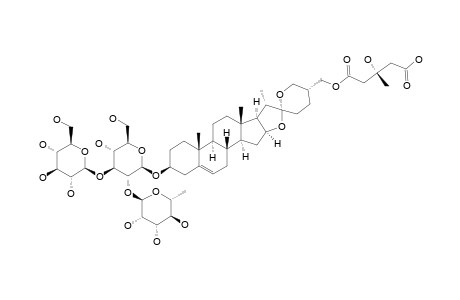 #4;(25R)-27-O-[(S)-3-HYDROXY-3-METHYLGLUTAROYL]-SPIROST-5-ENE-3-BETA,27-DIOL-3-O-ALPHA-L-RHAMNOPYRANOSYL-(1->2)-O-[BETA-D-GLUCOPYRANOSYL-(1->3)]-BETA-D-GLUCOPY