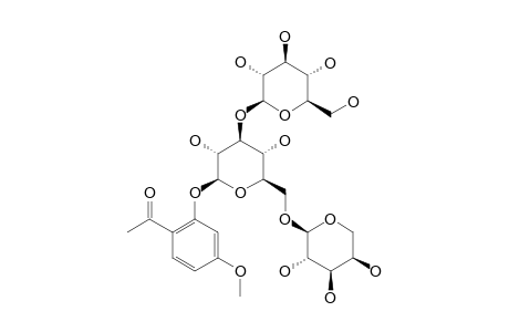 SUFFRUTICOSIDE-E;PAEONOL-2-O-[BETA-D-GLUCOPYRANOSYL-(1''->3')]-[ALPHA-L-ARABINOPYRANOSYL-(1''->6')]-BETA-D-GLUCOPYRANOSIDE