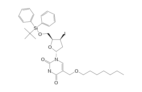 1-(5-O-TERT.-BUTYL-DIPHENYLSILYL-2,3-DIDEOXY-3-IODO-ALPHA-D-THREO-PENTOFURANOSYL)-5-HEPTYLOXY-METHYLURACIL