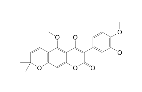 4-HYDROXY-3-(3'-HYDROXY-4'-METHOXYPHENYL)-5-METHOXY-2'',2''-DIMETHYLPYRANO-(5''.6'':6.7)-COUMARIN