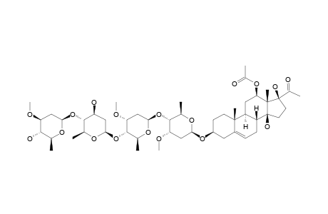 #4;12-O-ACETYL-PERGULARIN-3-O-BETA-D-OLEANDROPYRANOSYL-(1->4)-BETA-D-CANAROPYRANOSYL-(1->4)-BETA-D-CYMAROPYRANOSYL-(1->4)-BETA-D-CYMAROPYRANOSIDE