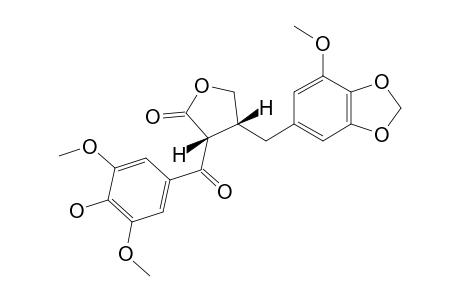 (2-R,3-S)-2-(4-HYDROXY-3,5-DIMETHOXYENZOYL)-3-(5-METHOXY-3,4-METHYLENEDIOXYBENZYL)-BUTYROLACTONE