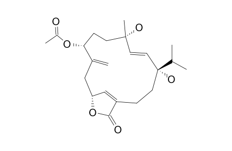 (+)-(1-S*,4-S*,7-R*,10-R*)-7-ACETOXY-1,4-DIHYDROXYCEMBRA-2-E,8-(19),11-Z-TRIEN-20,10-OLIDE