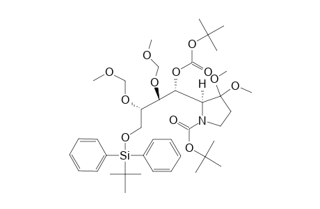 #15;MAJOR;(1'R,2'S,3'S,5S)-2-[1'-(TERT.-BUTOXYCARBONYLOXY)-4'-(TERT.-BUTYLDIPHENYLSILYLOXY)-2',3'-BIS-METHOXYMETHOXY]-BUTYL-3,3-DIMETHOXY-PYRROLIDINE-1-CARBOXY