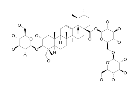 STELMATOTRITERPENOSIDE-F;#2;2-ALPHA,3-BETA,23-TRIHYDROXY-URS-12-EN-28-OIC-ACID-3-O-BETA-D-GLUCOPYRANOSYL-28-O-BETA-D-GLUCOPYRANOSYL-(1->6)-BETA-D-GLUCOPYRANOSY