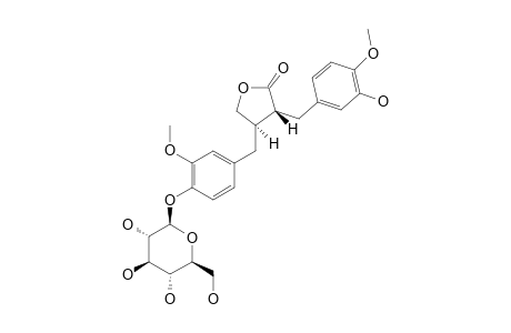 STYRAXLIGNOLIDE-C;(2S,3S)-2-ALPHA-(3''-HYDROXY-4''-METHOXYBENZYL)-3-BETA-(4'-HYDROXY-3'-METHOXYBENZYL)-GAMMA-BUTYROLACTONE-4'-O-(BETA-D-GLUCOPYRANO