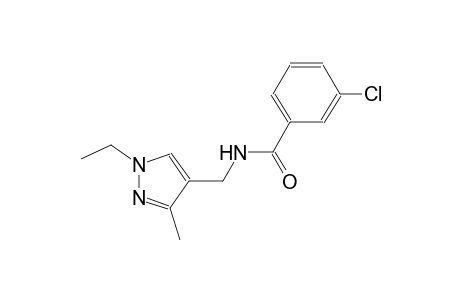 3-chloro-N-[(1-ethyl-3-methyl-1H-pyrazol-4-yl)methyl]benzamide