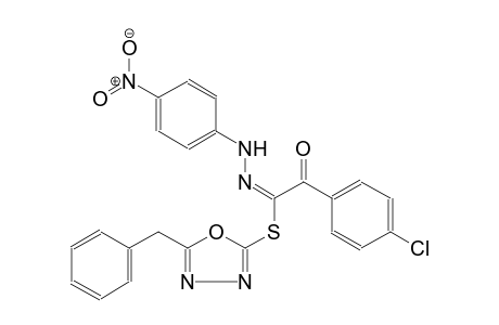 5-benzyl-1,3,4-oxadiazol-2-yl (1E)-2-(4-chlorophenyl)-N-(4-nitrophenyl)-2-oxoethanehydrazonothioate