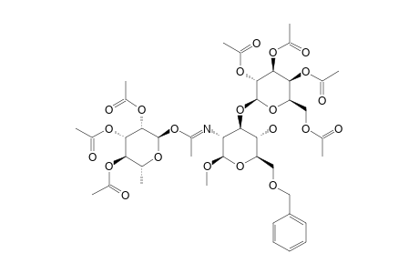 #6;METHYL-3-O-(2,3,4,6-TETRA-O-ACETYL-BETA-D-GALACTOPYRANOSYL)-2-N-(2,3,4-TRI-O-ACETYL-ALPHA-L-RHAMNOPYRANOSYL)-ACETIMIDO-6-O-BENZYL-2-DEOXY-BETA-D-GLUCOPYRANO