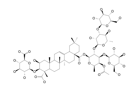 HERNIARIA-SAPONIN-3;3-O-BETA-GLUCURONOPYRANOSYL-MEDICAGENIC-ACID-28-O-[GLUCOPYRANOSYL-(1->3)-RHAMNOPYRANOSYL-(1->2)-[GLUCOPYRANOSYL-(1->3)]-(4-ACE