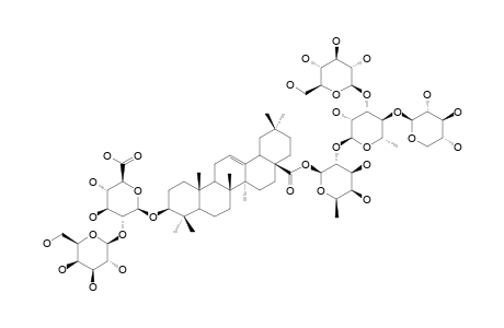 LOBATOSIDE-K;3-O-BETA-[GALACTOPYRANOSYL-(1->2)-GLUCURONOPYRANOSYL]-OLEANOLIC-ACID-28-O-GLUCOPYRANOSYL-(1->3)-[XYLOPYRANOSYL-(1->4)]-RHAMNOPYRANOSYL