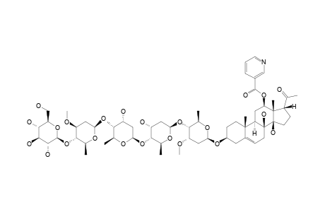 12-O-NICOTINOYLLINEOLON-3-O-BETA-D-[GLUCOPYRANOSYL-(1->4)-OLEANDROPYRANOSYL-(1->4)-DIGITOXOPYRANOSYL-(1->4)-DIGITOXOPYRANOSYL-(1->4)-CYMARO