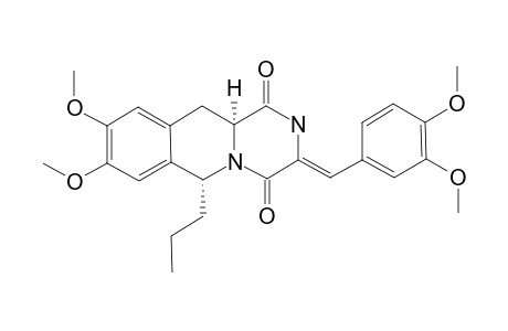 (+/-)-[6R*,11AS*,(3Z)]-3-(3,4-DIMETHOXYBENZYLIDENE)-8,9-DIMETHOXY-6-PROPYL-2,3,11,11A-TETRAHYDRO-6H-PYRAZINO-[1,2-B]-ISOQUINOLINE-1,4-DIONE