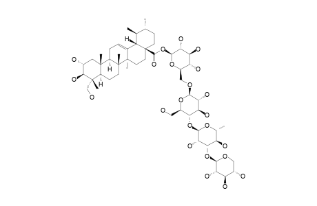 #3;MUTONGSAPONIN-C;2-ALPHA,3-BETA,23-TRIHYDROXY-URS-12-EN-28-OIC-ACID-BETA-D-XYLOPYRANOSYL-(1->3)-O-ALPHA-L-RHAMNOPYRANOSYL-(1->4)-O-BETA-D-GLUCOPYRANOSYL-(1->