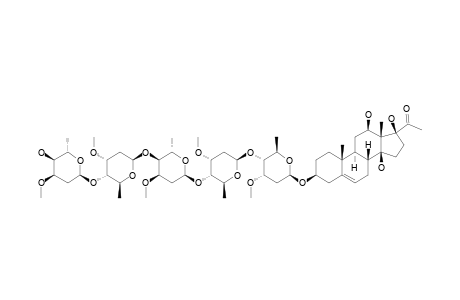 #10;PERGULARIN-3-O-ALPHA-L-CYMAROPYRANOSYL-(1->4)-BETA-D-CYMAROPYRANOSYL-(1->4)-ALPHA-L-CYMAROPYRANOSYL-(1->4)-BETA-D-CYMAROPYRANOSYL-(1->4)-BETA-D-CYMA