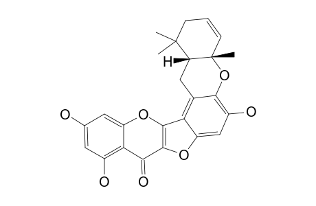 UGONIN_O;5,7,4'-TRIHYDROXY-2'-(2,6,6-TRIMETHYL-3-CYCLOHEXENYLMETHYL)-FURANO-[1'.6':2.3]-4-H-CHROMENO-[2''.3'':5.6]-FLAVONE