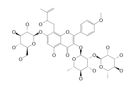 #1;SAGITTASINE-A;4'-METHOXY-5-HYDROXY-8-(2-HYDROXY-3-METHYL-3-BUTENYL)-FLAVONE-3-O-ALPHA-L-RHAMNOPYRANOSYL-(1->2)-ALPHA-L-RHAMNOPYRANOSIDE-7-O-BETA-D-GLUCOPYRA