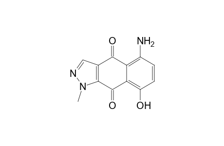 1H-Benz[f]indazole-4,9-dione, 5-amino-8-hydroxy-1-methyl-