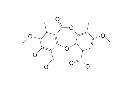 2-METHOXYPSOROMIC-ACID;4-FORMYL-3-HYDROXY-2,8-DIMETHOXY-1,9-DIMETHYL-11-OXO-11H-DIBENZO-[B,E]-[1,4]-DIOXEPIN-6-CARBOXYLIC-ACID