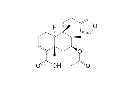 (+)-7-.beta.-Acetoxy-15,16-epoxy-3,13(16),14-clerodatriene-18-oic acid