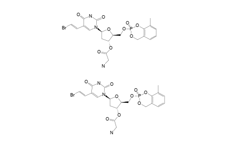 CYCLO-(3-METHYLSALIGENYL)-5'-O-(E)-5-(2-BROMOVINYL)-(2'-DEOXY-3'-O-GLYCINYLURIDINYL)-PHOSPHATE;3-ME-CYCLO-SAL-3'-GLY-BVDUMP