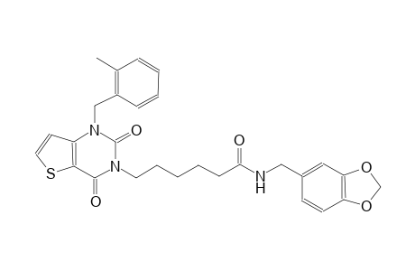 N-(1,3-benzodioxol-5-ylmethyl)-6-(1-(2-methylbenzyl)-2,4-dioxo-1,4-dihydrothieno[3,2-d]pyrimidin-3(2H)-yl)hexanamide