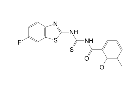 N-[(6-fluoranyl-1,3-benzothiazol-2-yl)carbamothioyl]-2-methoxy-3-methyl-benzamide