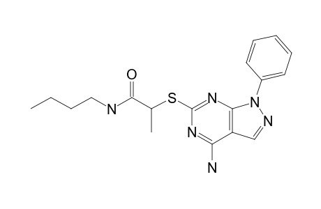 ALPHA-(4-AMINO-1-PHENYLPYRAZOLO-[3,4-D]-PYRIMIDIN-6-YLTHIO)-N-BUTYL-PROPANAMIDE