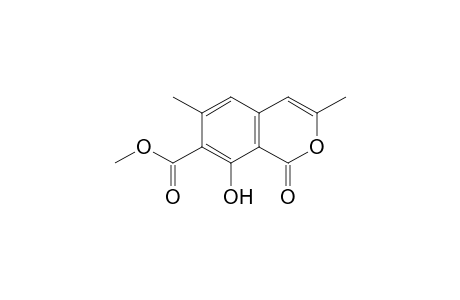 3,6-dimethyl-8-hydroxy-1-oxo-1H-2-benzopyran-7-carboxylic acid, methyl ester