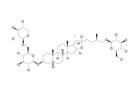 TRIGONEOSIDE-IIB;26-O-BETA-D-GLUCOPYRANOSYL-(25R)-5-BETA-FUROSTANE-3-BETA,22-XI,26-TRIOL-3-O-[BETA-D-XYLOPYRANOSYL-(1->6)]-BETA-D-GLUCOPYRANOSIDE