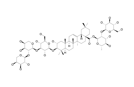 #S2;3-O-[ALPHA-L-ARABINOPYRANOSYL-(1->2)-ALPHA-L-ARABINOPYRANOSYL-(1->3)-BETA-D-GLUCOPYRANOSYL-(1>)]-MASLINIC-ACID-28-O-[BETA-D-GLUCOPYRANOSYL-(1->2)-ALPHA-L-R