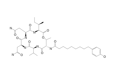 N-[(3S,6S,9S,12S,15S,16R)-6,9-bis(2-amino-2-keto-ethyl)-12-isopropyl-2,5,8,11,14-pentaketo-16-methyl-3-sec-butyl-1-oxa-4,7,10,13-tetrazacyclohexadec-15-yl]-9-(4-hydroxyphenyl)pelargonamide