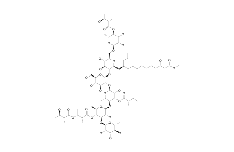 PM-5;METHYL_3-S,11-S-DIHYDROXYTETRADECANOATE_11-O-ALPHA-L-RHAMNOPYRANOSYL-(1->3)-O-[4-O-2-R-METHYL-3-R-O-(2-R-METHYL-3-R-HYDROXYBUTYRYL)-BUTYRYL]