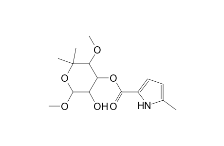 .alpha.-L-lyxo-Hexopyranoside, methyl 6-deoxy-5-C-methyl-4-O-methyl-, 3-(5-methyl-1H-pyrrole-2-carboxylate)