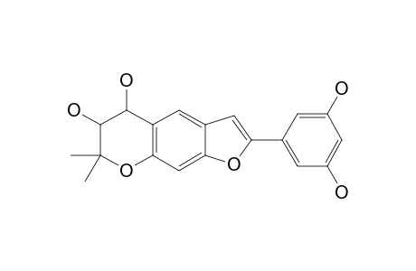 MORACIN-V;3',5'-DIHYDROXY-[2'',2''-(3'',4''-DIHYDROXY)-DIMETHYLPYRANO]-(5'',6'':5,6)-2-ARYLBENZOFURAN