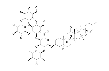 #12;SAPONIN-7;3-O-[BETA-D-XYLOPYRANOSYL-(1->2)-[BETA-D-GLUCOPYRANOSYL-(1->3)]-BETA-D-GLUCOPYRANOSYL-(1->4)-[ALPHA-L-RHAMNOPYRANOSYL-(1->2)]-BETA-D-GALACTOPYRAN