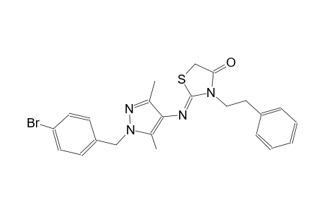 (2Z)-2-{[1-(4-bromobenzyl)-3,5-dimethyl-1H-pyrazol-4-yl]imino}-3-(2-phenylethyl)-1,3-thiazolidin-4-one