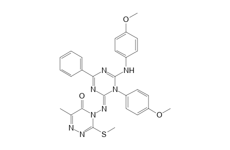 6-(4-Methoxyphenyl)amino-2-(6-methyl-3-methylthio-5-oxo-4,5-dihydro-1,2,4-triazin-4-ylimino)-1-(4-methoxyphenyl)-4-phenyl-1,2-dihydro-1,3,5-triazine