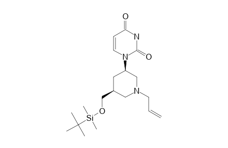 (+/-)-1-{3'-BETA,5'-BETA)-1'-(2-PROPENYL)-5-(TERT.-BUTYLDIMETHYLSILYLOXYMETHYL)-PIPERIDIN-3'-YL}-2,4-(1H,3H)-PYRIMIDINEDIONE