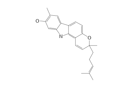 ISOMAHANINE;3,11-DIHYDRO-3,8-DIMETHYL-3-(4-METHYL-3-PENTENYL)-PYRANO-[3,2-A]-CARBAZOL-9-OL