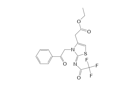 4-Thiazoleacetic acid, 2,3-dihydro-3-(2-oxo-2-phenylethyl)-2-[(trifluoroacetyl)imino]-, ethyl ester