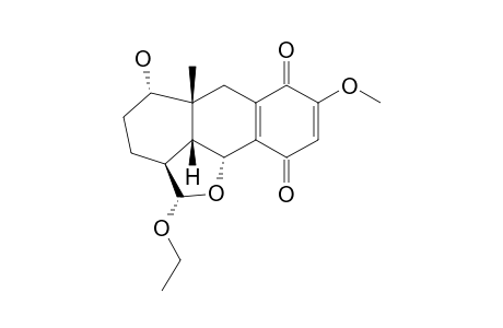 REL-10-ALPHA,11-BETA-EPOXY-11-ALPHA-ETHOXY-8-ALPHA-HYDROXY-2-METHOXY-8A-BETA-METHYL-5,6,7,8,8A,9,10,10A-BETA-OCTAHYDRO-1,4-ANTHRACENDIONE