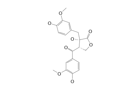 (8R,8'R)-(+)-8-HYDROXY-OXOMATAIRESINOL;2-(4-HYDROXY-3-METHOXYBENZOYL)-3-HYDROXY-(4-HYDROXY-3-METHOXYBENZYL)-BUTYROLACTONE