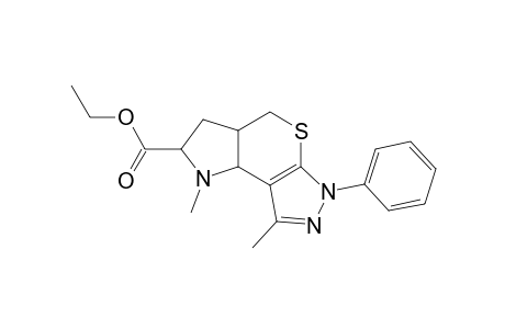 ETHYL-(2RS,3ASR,8BRS)-2,3,3A,4,6,8B-HEXAHYDRO-1,8-DIMETHYL-6-PHENYL-1H-PYRROLO-[2',3':4,5]-THIOPYRANO-[2,3-C]-PYRAZOLE-2-CARBOXYLATE