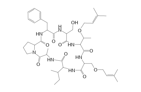 Cyclo[Ala-Pro-Phe-Ser-Thr(rprenyl)-Ser(rprenyl)-Iie]