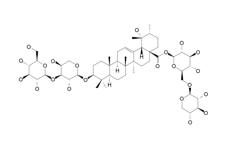 ILEXOSIDE_VII;3-O-BETA-D-GLUCOPYRANOSYL-(1->3)-ALPHA-L-ARABINOPYRANOSYL-POMOLIC_ACID_28-O-BETA-D-XYLOPYRANOSYL-(1->6)-BETA-D-GLUCOPYRANOSIDE