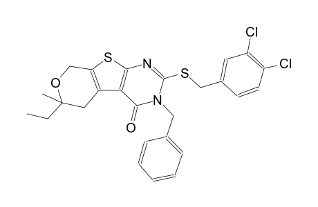 3-benzyl-2-[(3,4-dichlorobenzyl)sulfanyl]-6-ethyl-6-methyl-3,5,6,8-tetrahydro-4H-pyrano[4',3':4,5]thieno[2,3-d]pyrimidin-4-one