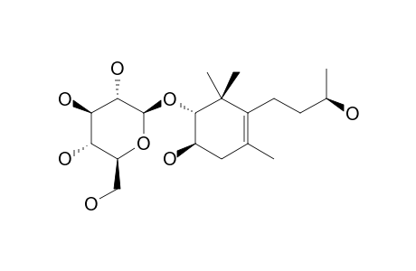 MELIONOSIDE-E;(2R,3R,9R)-2,3,9-TRIHYDROXY-MEGASTIGMAN-5-ENE-2-O-BETA-D-GLUCOPYRANOSIDE